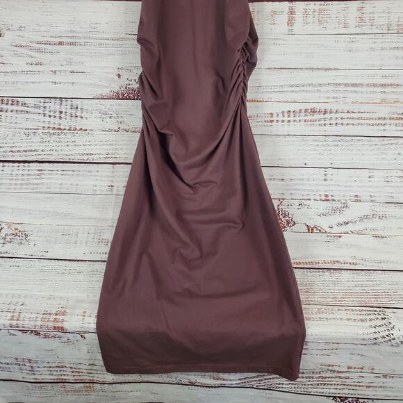 Michael Stars Midi Dress L Burgundy Foil Trim Racerback Ruched Beachy Vaca NWT - Picture 8 of 12